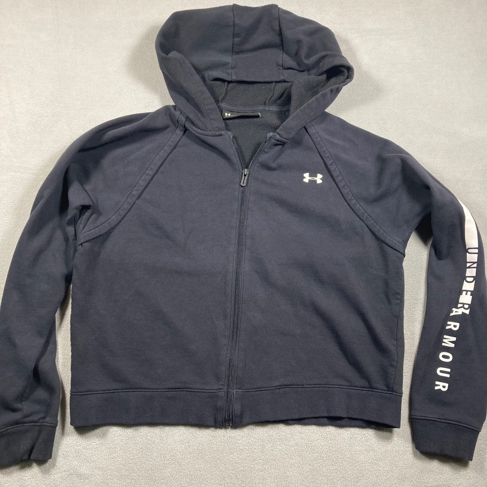 Under Armour Hoodie Womens Size Large Black Loose Fit Solid